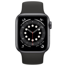 ساعت هوشمند اپل واچ سری 6 مدل 44 میلی متری با بند ورزشی مشکی و بدنه آلومینیومی خاکستری